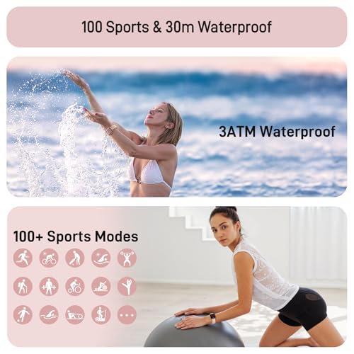 Image of Tensky Smart Watch for Women Android & iPhone, Alexa Built-in, 1.8 inch Touch Screen Fitness Tracker with Answer /Make Calls, 3ATM Waterproof Heart Rate /Sleep /SpO2 Monitor, Pedometer, 100+ Sport Modes