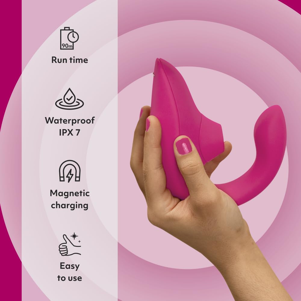 Womanizer Blend Estimulador Doble Conejito Vibrador - Estimulación del Clítoris Pleasure Air - Vibrador del Punto G y Succionador del Clítoris - Juguete para Mujer - Impermeable y Recargable - Rosa