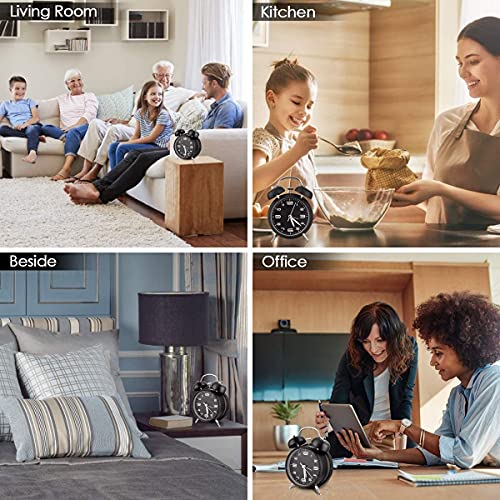 Loud Alarm Clock For Heavy Sleepers, 4 Inches Analog Clocks With Backlight, Twin Bell Alarm Clock For Bedroom Bedside Desk Back To School #TOP4