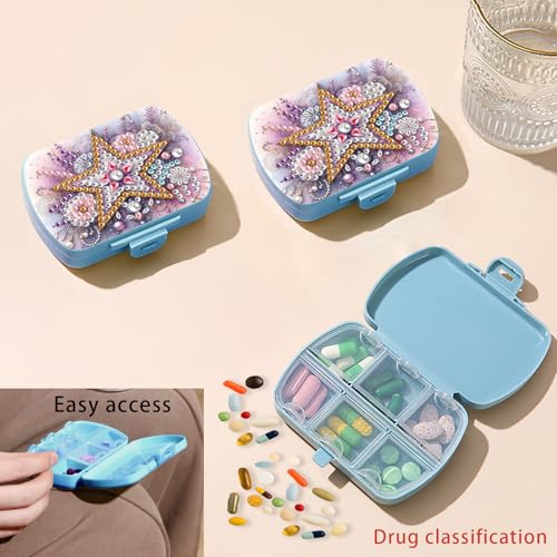 Image of ARTopet Diamond Art Painting Mini Storage Box with 6-Grid Creative Design Compact Portable Small Case for Purse Travel Daily-Pentagram