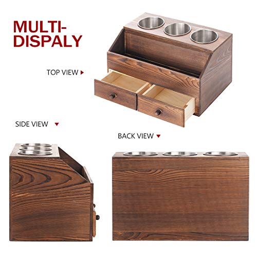 SEKAM Wood Hair Tool Organizer Storage with Drawers - Bathroom Organizer Countertop - Hair Blow Dryer Holder - Flat/Curling Iron Holder - Bathroom Hair Styling Vanity Accessories Organizer - Thumbnail 7