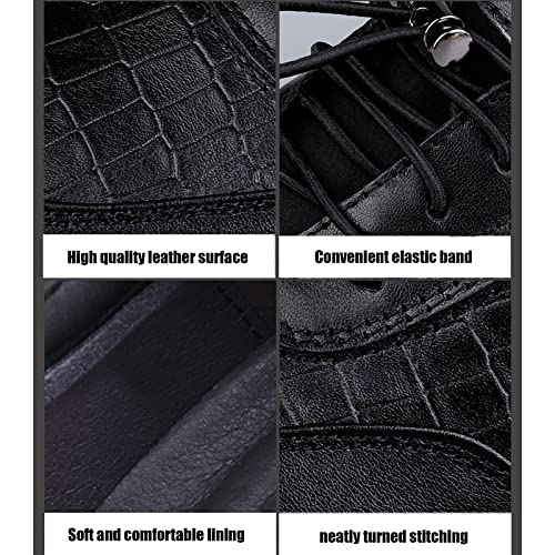 Men's Thick-Soled Lace-up Crocodile Leather Sneakers Comfort Breathable Waterproof Casual Thick Bottom Shoes Walking Softsole Business Oxford Sports Shoes4