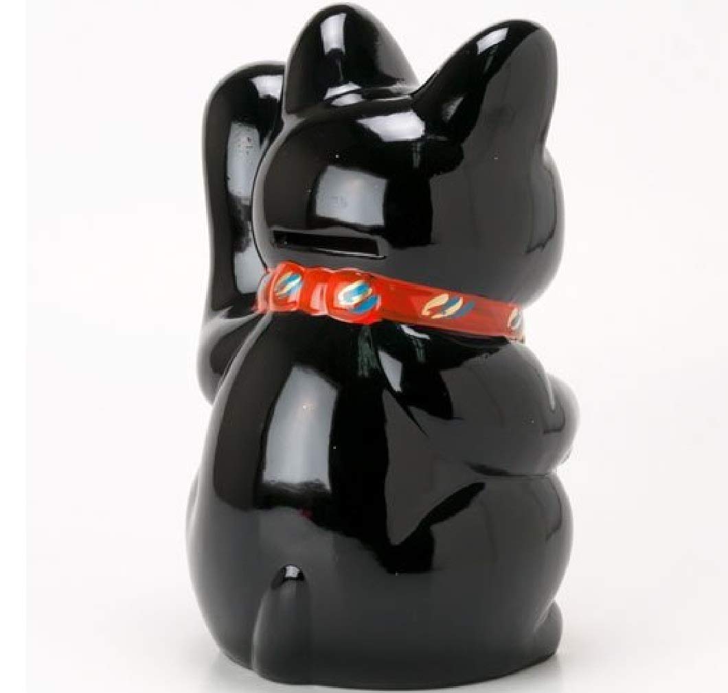 Amazon.co.jp: 縁起物 貯金箱 【鈴梅】招き猫 黒・左手 7号(約23cm