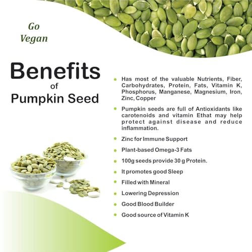 Image of Go Vegan Pumpkin Seeds, 250g, Rich in Protein, Dietary Fibre, Magnesium & Phosphorus