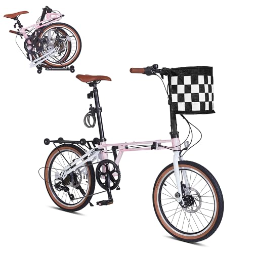20 Inch Folding Bike, 7-Speed Foldable Bike for Adults Women