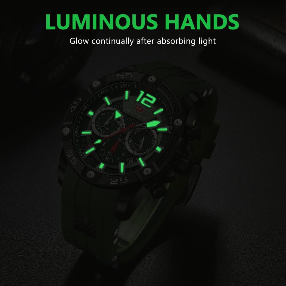 Watch for Men Military Sport Waterproof Chronograph Mens Watches Analog Quartz Luminous Date Classic Stylish Fashion Casual Designer Wrist Watch Elegant Gift for Men - Image 6