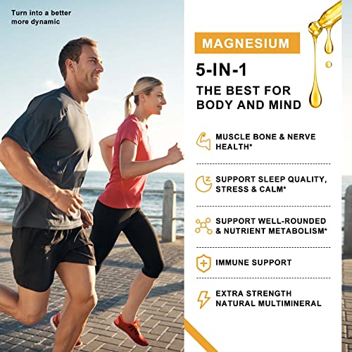 Magnesium Liquid Drops Per 500Mg Magnesium Citrate, Threonate, Malate, Taurine,Natural Multimineral Chelated For Maximum Absorption - Sugar Free| Sleep & Stress Level,Cognitive Function #TOP2