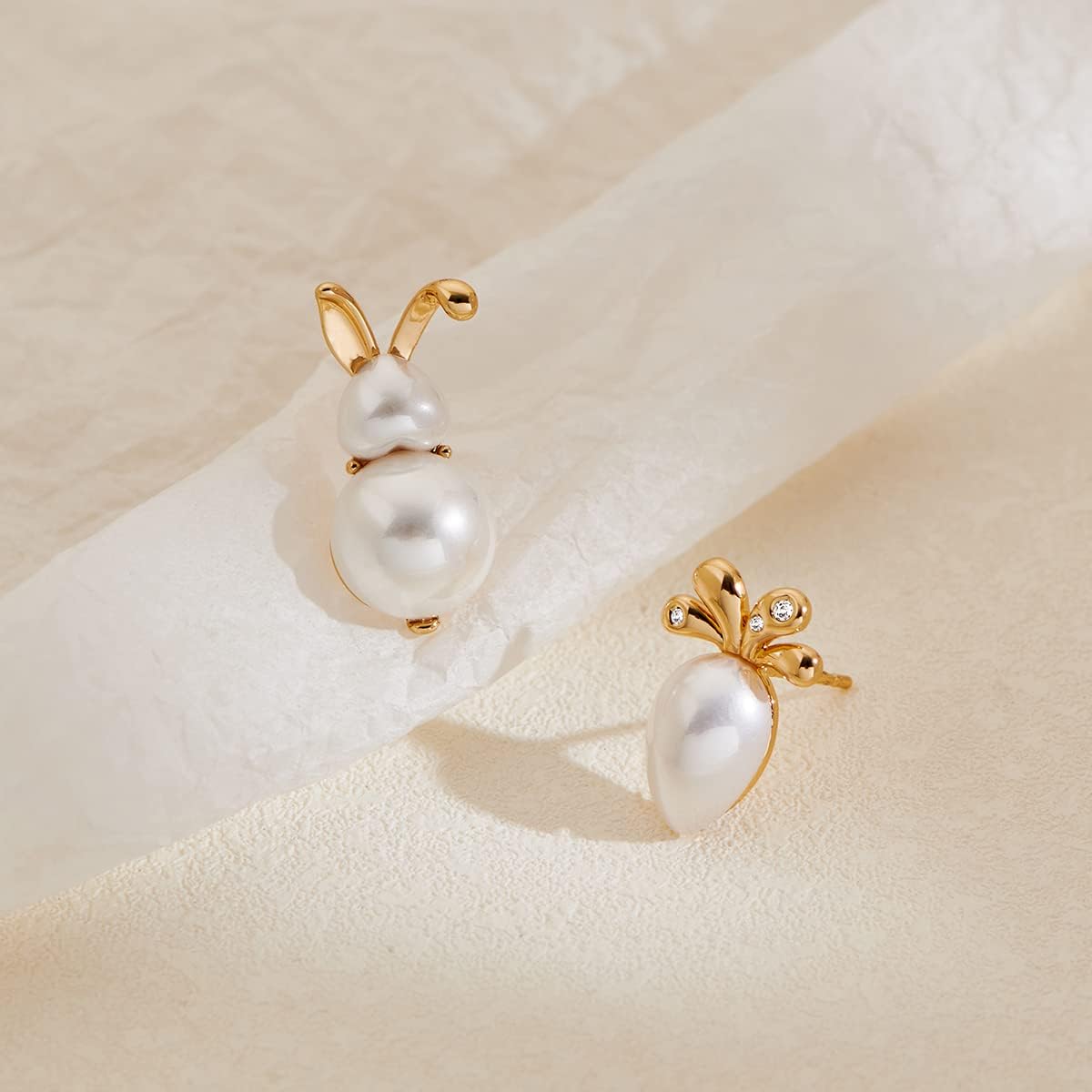 MUYAN Cute Small Easter Bunny Earrings for Women Carrot Rabbit Easter Studs Holiday Jewelry - Image 4
