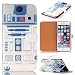 R2D2 Robot Pattern Slim Wallet Card Flip Stand PU Leather Pouch Case Cover For 2014 Apple iphone 6 4.7 inch