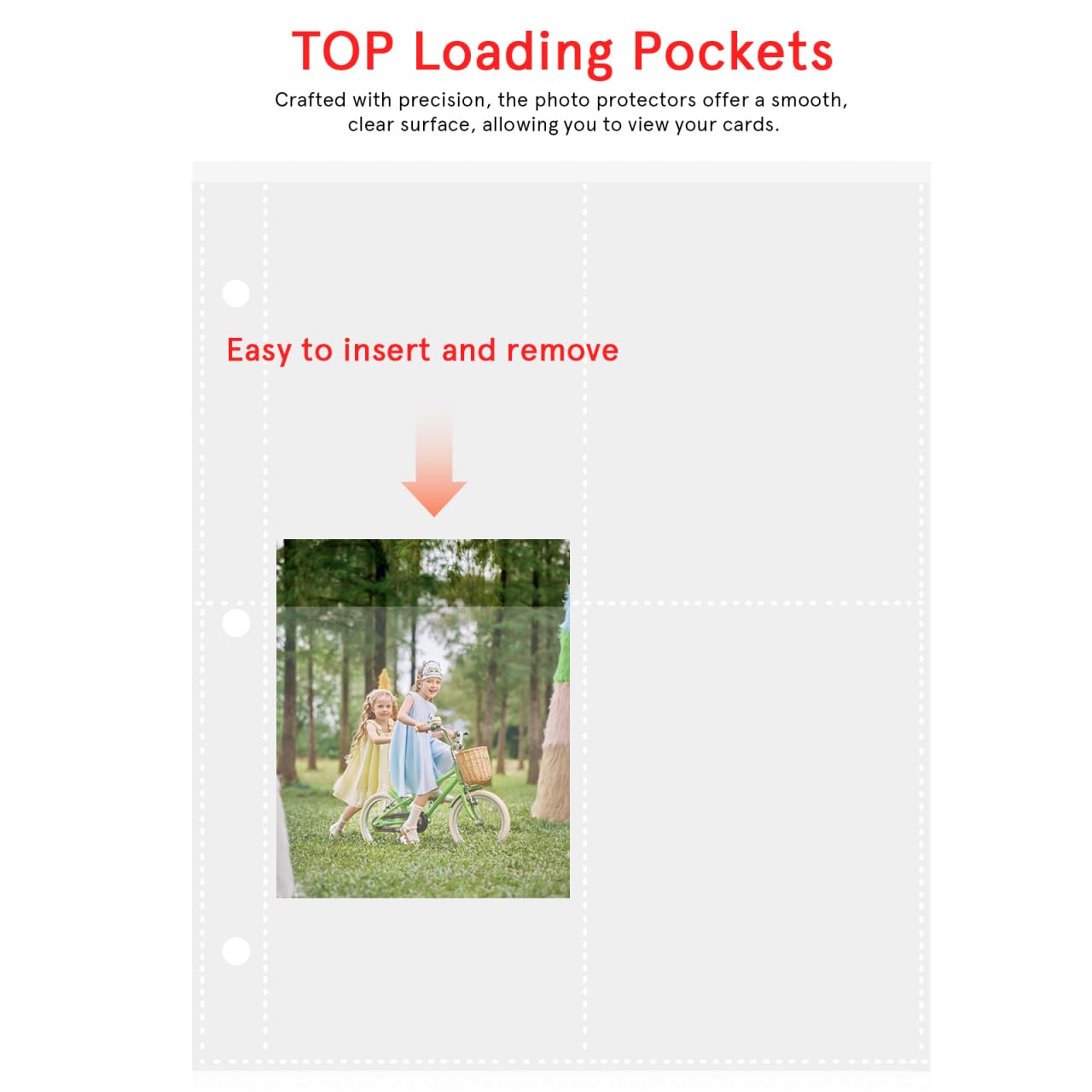Tofficu 40 Pages Pochettes Transparentes pour Cartes, 4 Compartiments Protège Page Photo pour Classeur 3 Anneaux, Sleeves Plastique pour Cartes Kpop, Postales et Collection (19,5 x 15,5 cm)