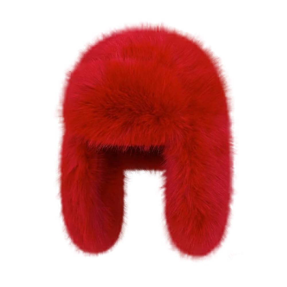 Luxurious Faux Mink Fur Ladies Trapper Hat，Pure Color Simplistic Women’s Winter Hat，Furry Ushanka Warm Hat