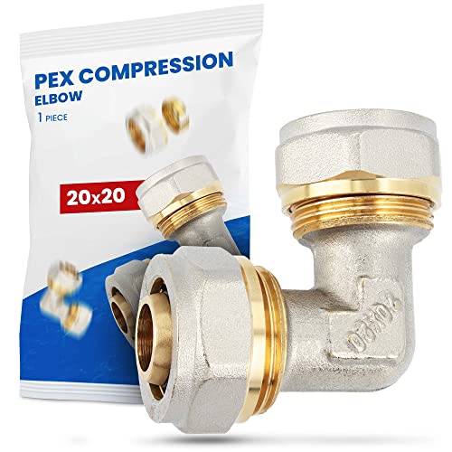 Codo Conector Angular 20 x 20 Compresión para PEX-AL-PEX Latón Wärmer System Atornillado Acoplamiento Roscado