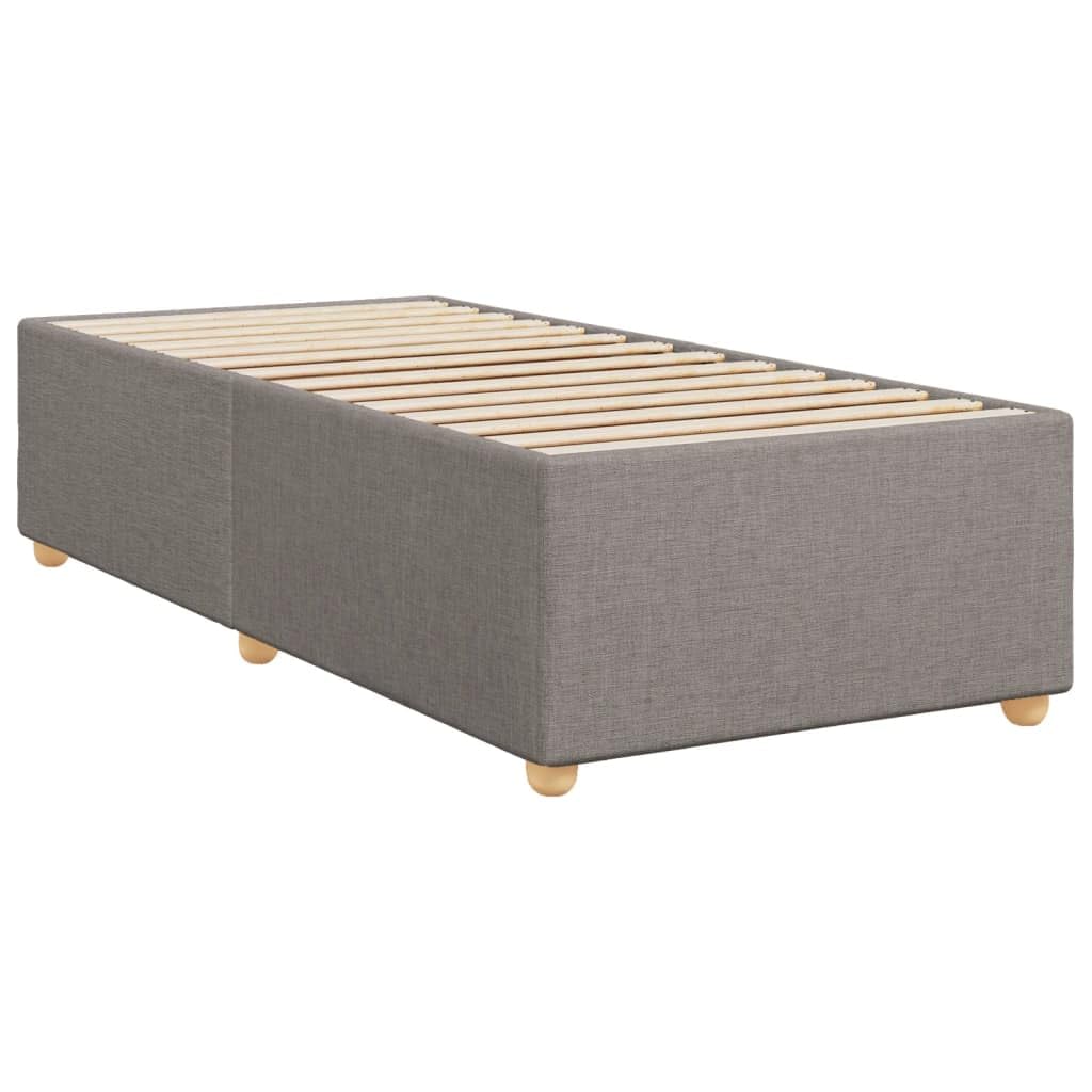 Sprężynowy materac kieszeniowy tkanina poliestrowa Taupe 100x200 cm | Łóżko kontynentalne z materacem 100x200 cm, taupe, tkanina, z topperem i stelażem
