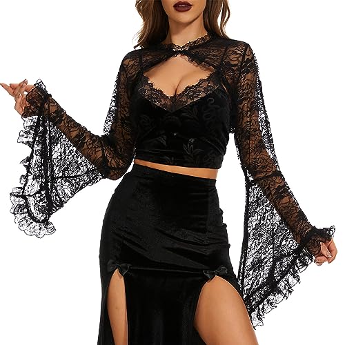 See Through Halloween Mesh Crop Top Long Sleeve Rave Top for Women Festival Tops Outfit Sheer Open Front Fishnet Cover Up2