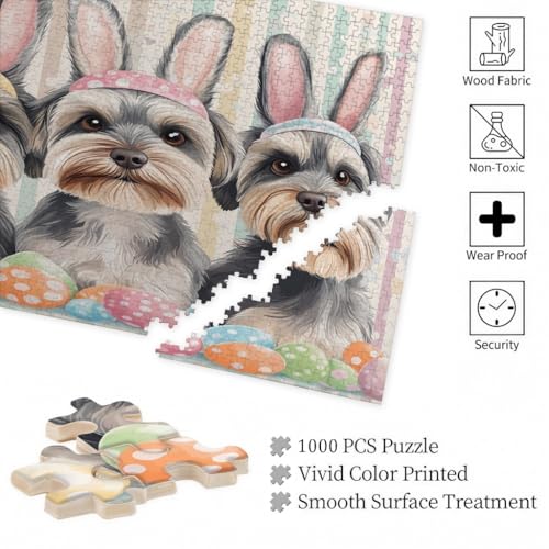 Rompecabezas de perro Schnauzer: relajación y decoración de Pascua con 1000 piezas de madera 6