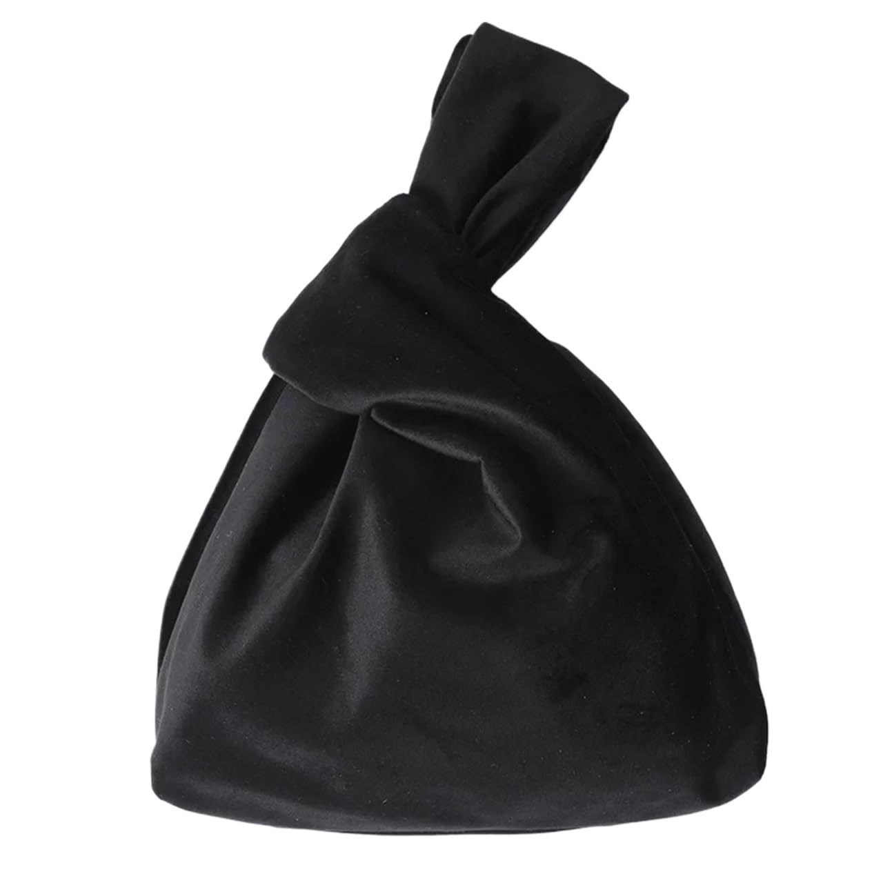 Hkybcf Women's Black Knot Wrist Bag Handbag Totes Silk Satin Vintage Handbag All Match Tote Bags All Match Travel Bags Knitted Bag(Black)