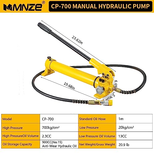 Image of 30T 14mm /0.55 inch Stroke Hydraulic Cylinder Jack Sets Mini Hydraulic Ram Jack Porta Power Kits Retract Automatically Split Hydraulic Single Acting Lifting Cylinders with CP-700 Hydraulic Hand Pump