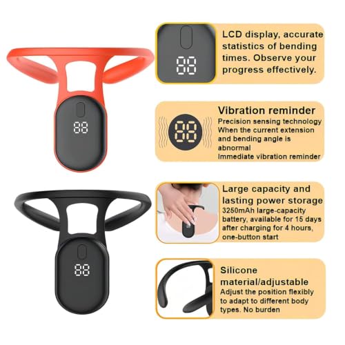 Image of Soothing Neck Posture Corrector & Vibration Reminder Device with LCD Display, Wearable Neck Massager, Portable Rechargeable Lymphatic Neck Support for Office, Study, Home & Daily Posture Training