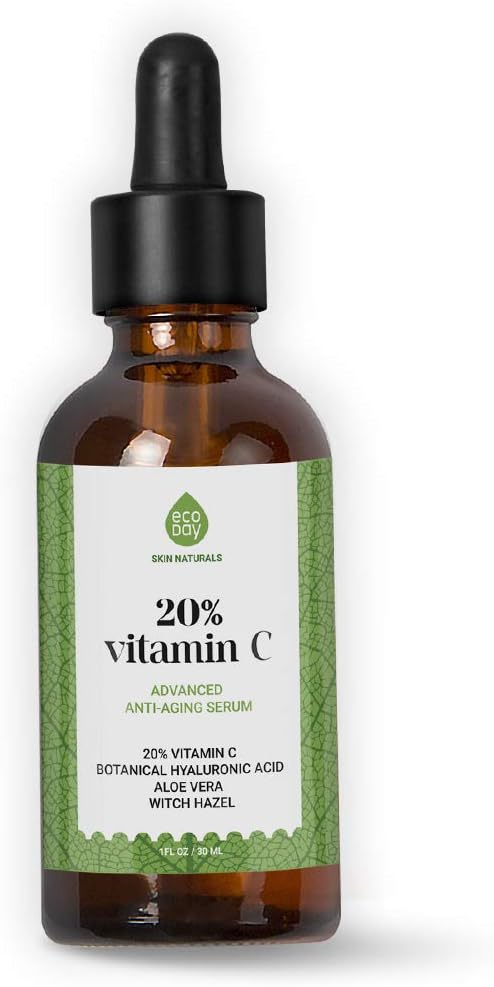 EcoDay Vitamin C serum for Face with Hyaluronic Acid and Aloe Vera – 20% vitamin C |Face Serum | Skin Care |Anti Aging | Pore Minimizer | Paraben free | Dark circle removal | Anti Wrinkle |