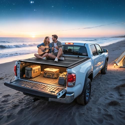 Image of YITAMOTOR Low-Profile Hard Tri-Fold Truck Bed Tonneau Cover Compatible with Ford Ranger 2024 2025 2026, 5 ft Bed