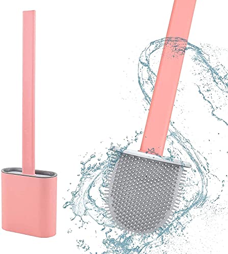 Image of COOFANDY Toilet Brush with Stand - Flexible Silicone Bristles, Western Toilet Brush Holder Stand