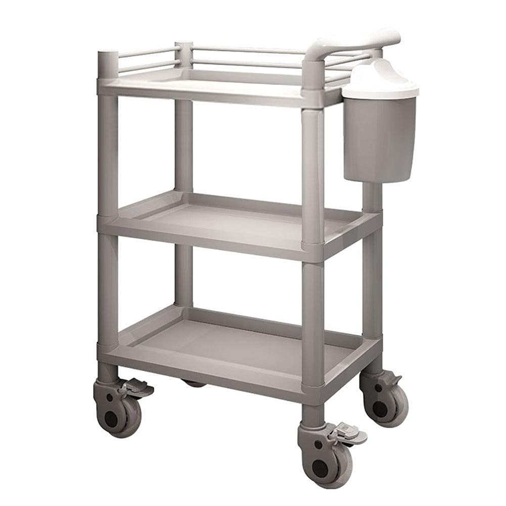 TKJfdTY 3 Tier Abs Beauty Salon Cart With Dirt Basket Mobile Equipment Cart With Brake Wheel Hairdresser Utility Rolling Trolley