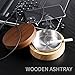 Wooden Ashtray with Lid for Smokers Stainless Steel Liner Ash Tray Windproof Durable Easy to Clean Cool Ashtrays for Indoor or Outdoor Use, Patio, Office & Home
