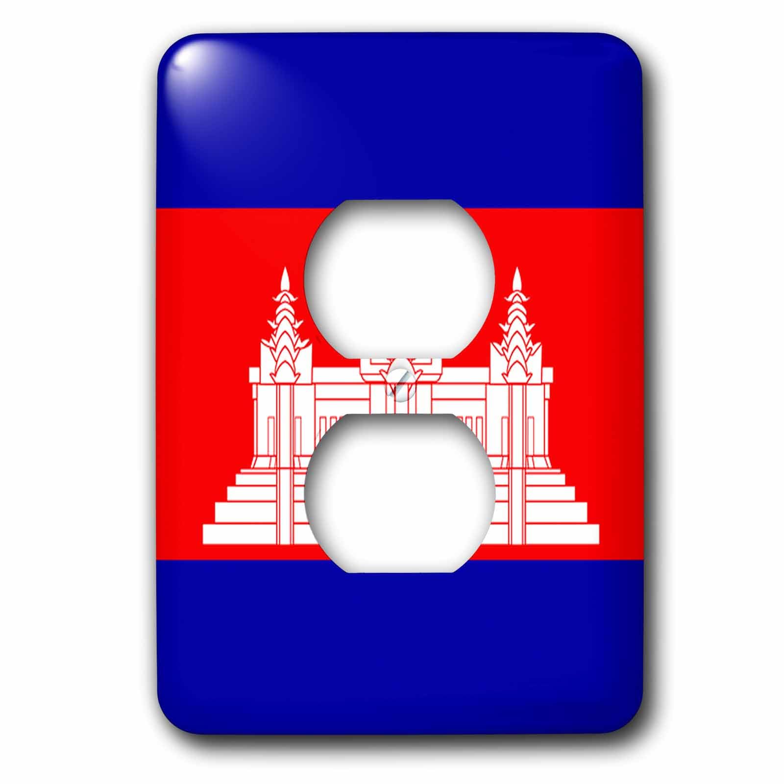 Plaque de finition double prise 3dRose drapeau Cambodge pour décoration murale