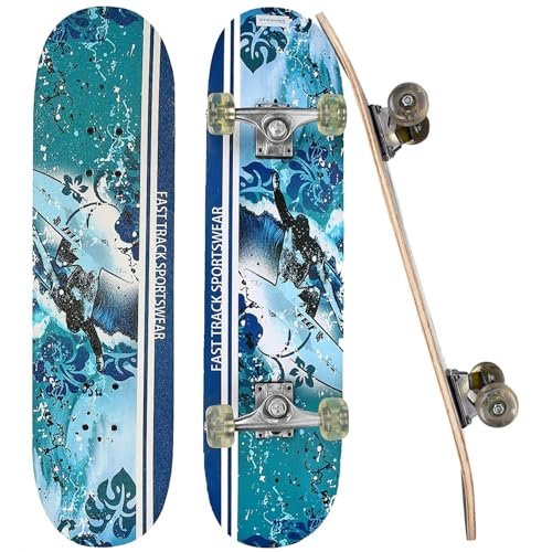 Strauss Bronx FT Lightweight Skateboard with Unique Graphics| 8 Layer Maple Deck with High Density & Non-Slip Waterproof Grip Tape|2 inch PU Wheels| Suitable for Age Above 9 Years