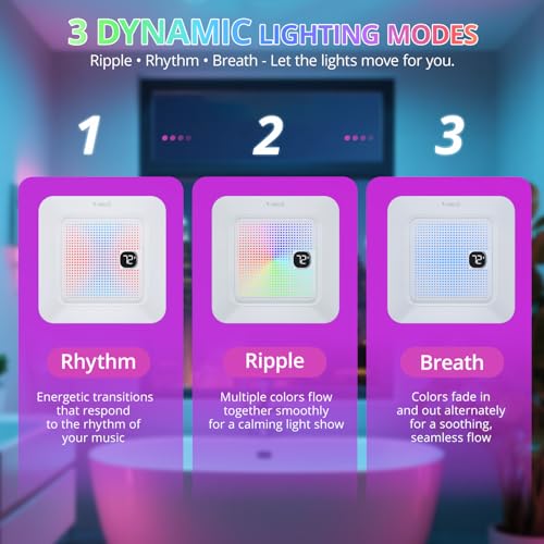 Ventilador de Extracción para Baño VallisCo con Altavoz Bluetooth, Luz RGB y Control Remoto, Ventilador Silencioso de Techo de 230 CFM, 3 Modos Dinámicos de Luz RGB, Iluminación Dimmable de 3000K–6000K, Luz Nocturna, Instalación Dual miniatura 4
