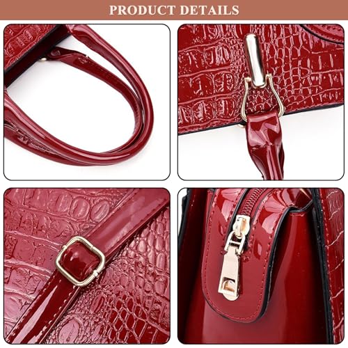 Women's Crocodile Pattern Handbag and Purse PU Leather Classic Satchel Crossbody Outdoor Work Top Handle Shoulder Bag，bag1852OWOISS2