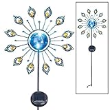 Peacock Garden Decor Yard Stake With Solar Light, Blue