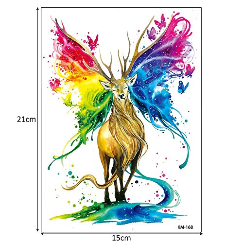 Glaryyears Animal Temporary Tattoos For Adults Women Men, 6 Pack Large Watercolor Fox Wolf Tiger Butterfly Owl Design Fake Tattoo Stickers, Body Makeup Water Transfer Art Decoration Long Lasting #TOP3