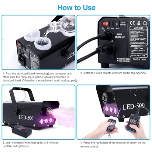Máquina de humo con luces LED de 3 etapas, control remoto y efecto estroboscópico, 12 colores miniatura 4
