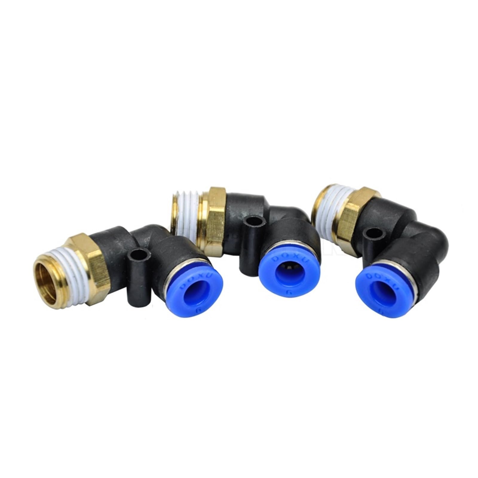 30 conectores rápidos neumáticos PL6-02 de 6 mm con rosca de 1/4" y un solo toque.