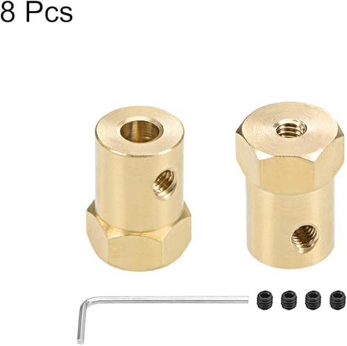 Miniatura 9 de uxcell Acoplador hexagonal de 0.118 in con motor de orificio hexagonal de latón acoplamiento flexible para ruedas de automóvil, neumáticos, motor de