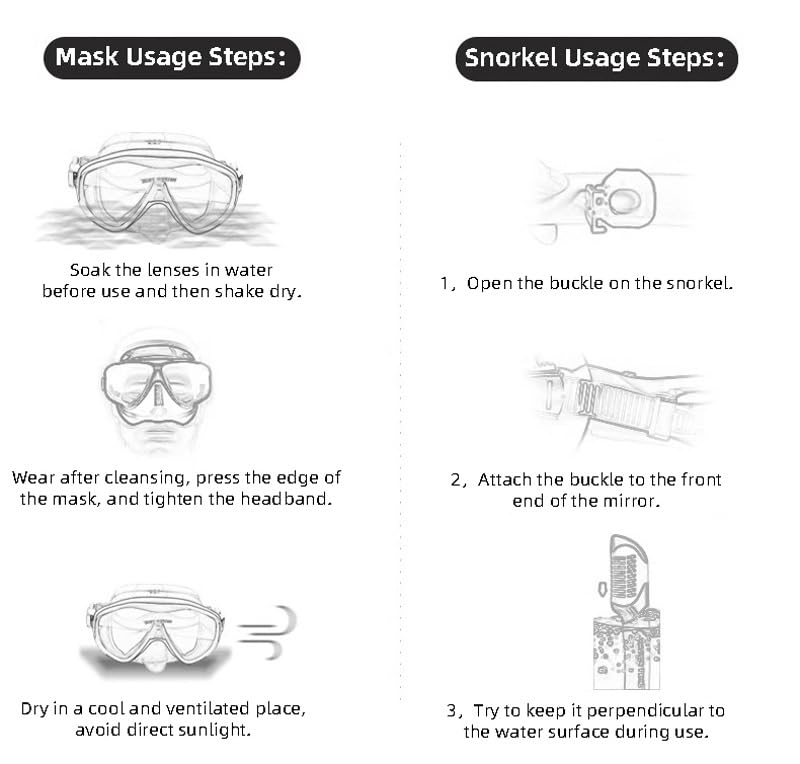 Snorkeling Gear for Adults, JRing Snorkel Mask Set with 180 Degree Tempered Glass Anti Fog Goggles Scuba Dry Top Snorkel for Swimming, Scuba Diving Mask for Men Women