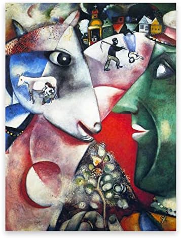 ZZPT Marc Chagall Canvas Wall Art - I and The Village Art Poster Print - Modern Abstract Wall Decor for Living Room Bedroom Office Unframed (12x16in/30x40cm)
