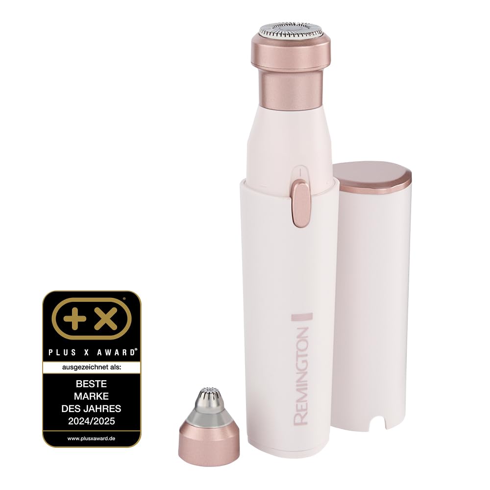 Remington Gesichtshaarentferner [2-in-1: Elektrischer Gesichtshaar Rasierer & Augenbrauentrimmer] BareMe (Haarentfernung Oberlippe,Kinn & Wangen,Wasserfest,LED-Licht,USB-C,Bürste,Schutzkappe) WFS200