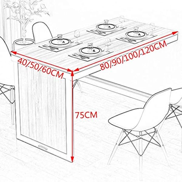 Wandgemonteerde klaptafel, converteerbaar bureau Multifunctioneel Computer Schrijven Dineren Thuiskantoor (1 90x40cm) (3 120x40cm)