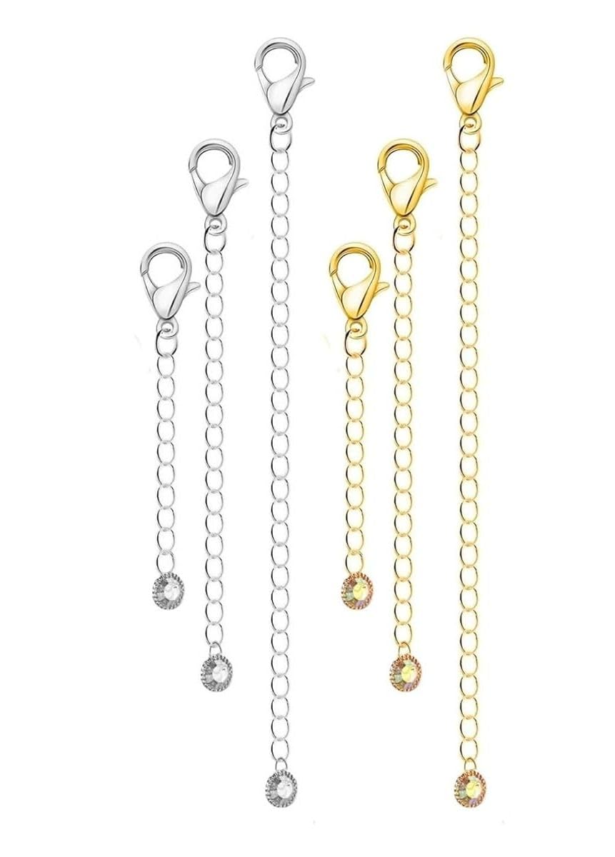 VAMA Unisex-Adult Adjustable Jewellery Extender Chain Bracelet Necklace Anklet Payal Waist Chain Removable Extension Chains for Jewelry Making - 3 Pcs of Tail Chains (7,12,18 cm)