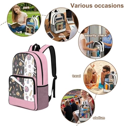 Sac à dos en PVC rose transparent résistant de 43,2 cm