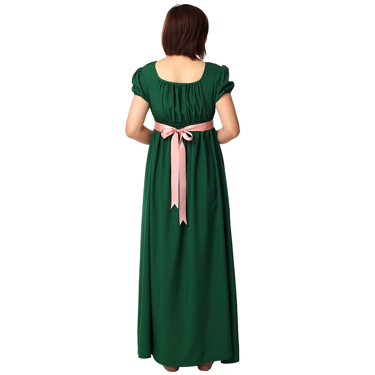 Vestido de Manga abullonada con Volantes y Cinta Retro para