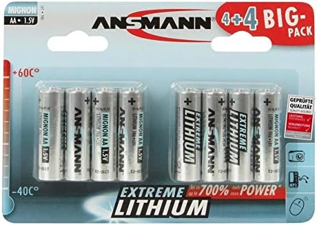 Ansmann AA Batteries [Pack of 8] Long Lasting High Capacity Disposable AA Type 1.5V Extreme Lithium Battery For Flashlight, Alarm & Wall Clocks, Toys, Remote Controls
