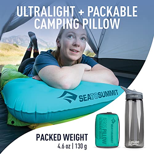 Sea to Summit - Aeros Ultralight Deluxe Reisekissen XL - Leicht zum Aufblasen - rutschfest - Ultra-SIL Reißverschluss-Tasche - Camping & Fahrradtouren - 56 x 36 x 14cm - Sea Foam Green - 130g – Image 3