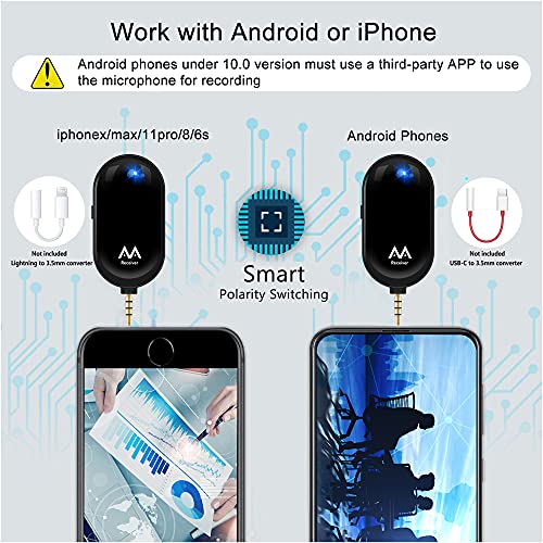 Wireless Lavalier Microphone System Wireless Lapel Mic Micro Rechargeable Recording With Monitor Jack For Iphone Ipad Smartphone Camera Laptop Youtube Interview Vlog Video #TOP2