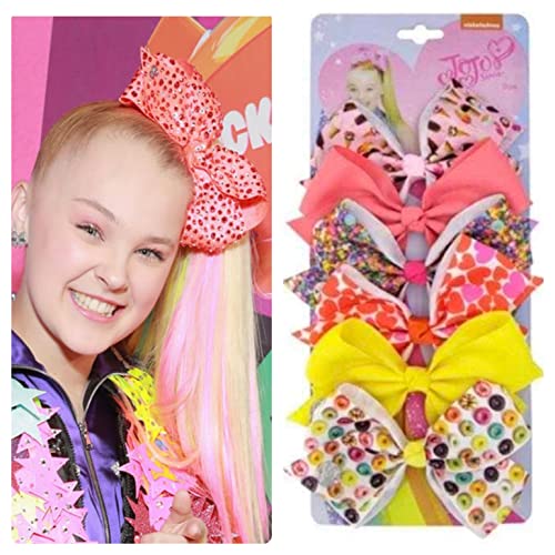 JOJO SIWA Hair Clips - 6 pieces/set jojo jojo siwa rainbow printed knot ribbon bow for girls handmade boutique hair clip children hair accessories (4)