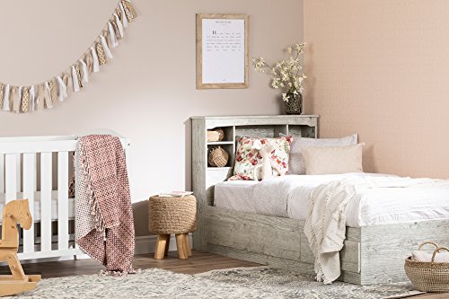 South Shore Aviron Bookcase Headboard, Twin, Seaside Pine #TOP5