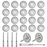 20 Pcs Diamond Cutting Wheel Cut Off Discs for Dremel Diamond Cutting Discs(22 mm) for Dremel Rotary Tool Accessories, Metal Stone Glass Cuttings Discs Disks, with 4 Pcs 3mm Mandrels, 1 Screwdriver - Image 1