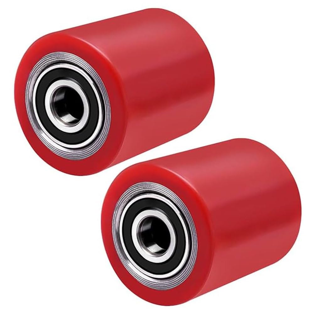 2 piezas de ruedas de transpaleta de poliuretano 80 x 100 mm, eje de 20 mm con rodamientos, ruedas de repuesto para transpaletas, carga máxima 700 kg